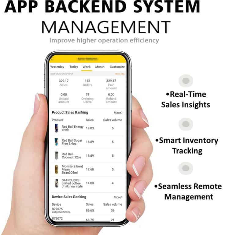 HAHA AI vending management dashboard screenshot